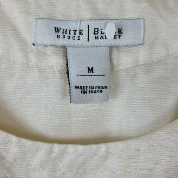 WHBM Silk Linen Scoop Neck Tank Top Tie At Shoulder Cream Med Bus/Casual READ - Picture 5 of 10